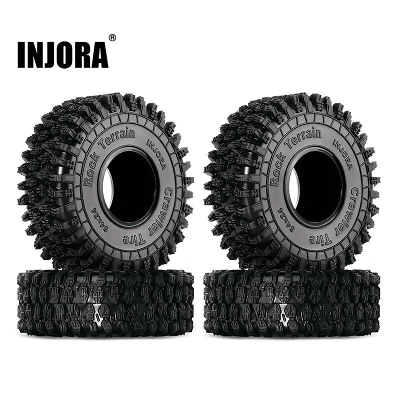 INJORA 1.0 64*24mm S5 Super Soft Sticky Rock Crawling Tires for 1/18 1/24  RC Crawlers (4)