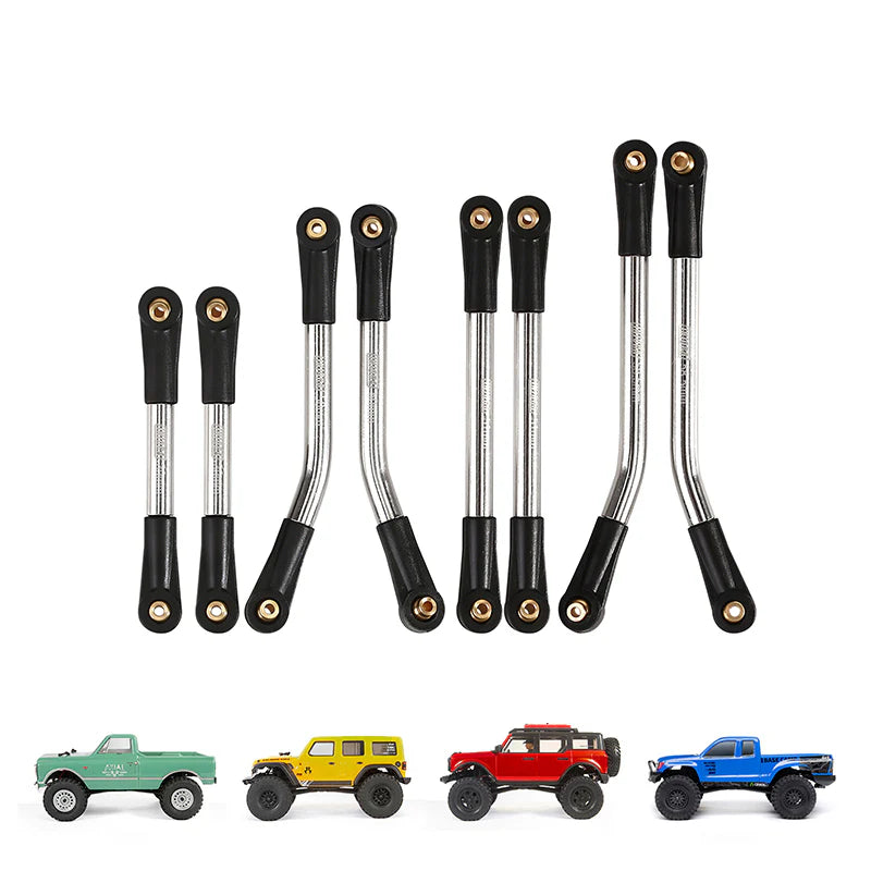 INJORA 8PCS Stainless Steel High Clearance 4 Links Set for SCX24 C10 JLU Bronco Base Camp