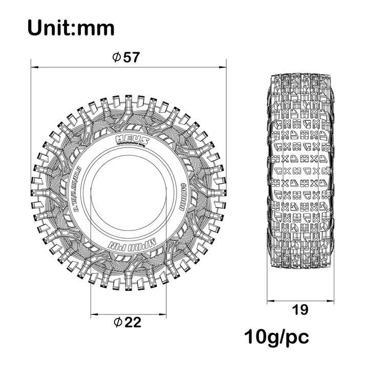 MEUS Racing | MPro Comp Pin MS6 - 1.0" 57mm Super Soft & Sticky Tires