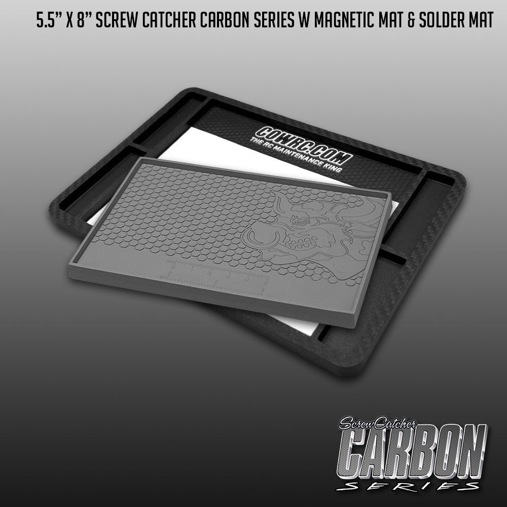 CowRC | 5.5" x 8" Screw Catcher Work & Solder Mat - Carbon Series
