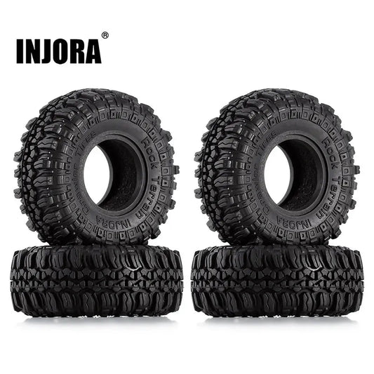 INJORA 1.0" 56*22mm S5 Soft Rubber Rock Terrain Tires for 1/24 RC Crawlers (4)