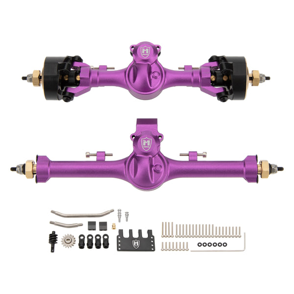 MEUS Racing | Isokinetic V2 Metal +5mm SCX24 Front & Rear Axle Set with 3-Section CVD