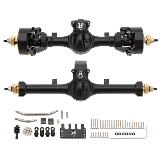 MEUS Racing | Isokinetic V2 Metal +5mm SCX24 Front & Rear Axle Set with 3-Section CVD