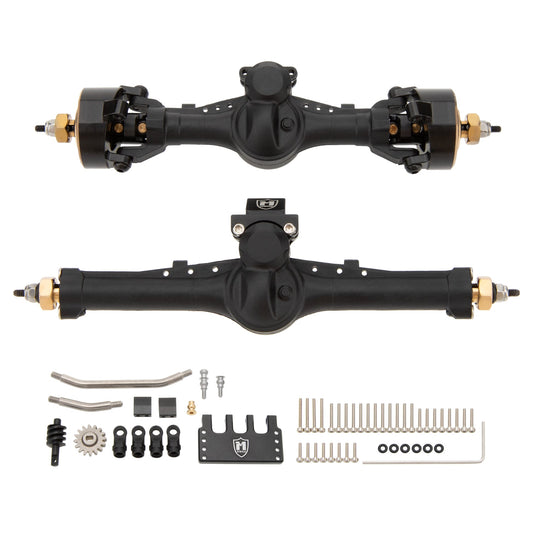MEUS Racing | Isokinetic V2 Nylon +5mm SCX24 Front & Rear Axle Set with 3-Section CVD