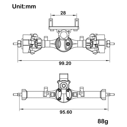 MEUS Racing | Isokinetic V2 Nylon +5mm SCX24 Front & Rear Axle Set with 3-Section CVD