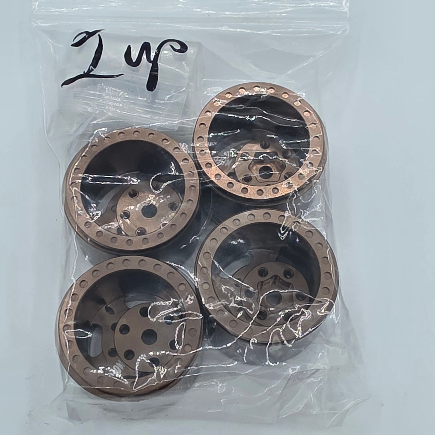 Mofo RC scrapyard wheel assortment — various finishes and colors