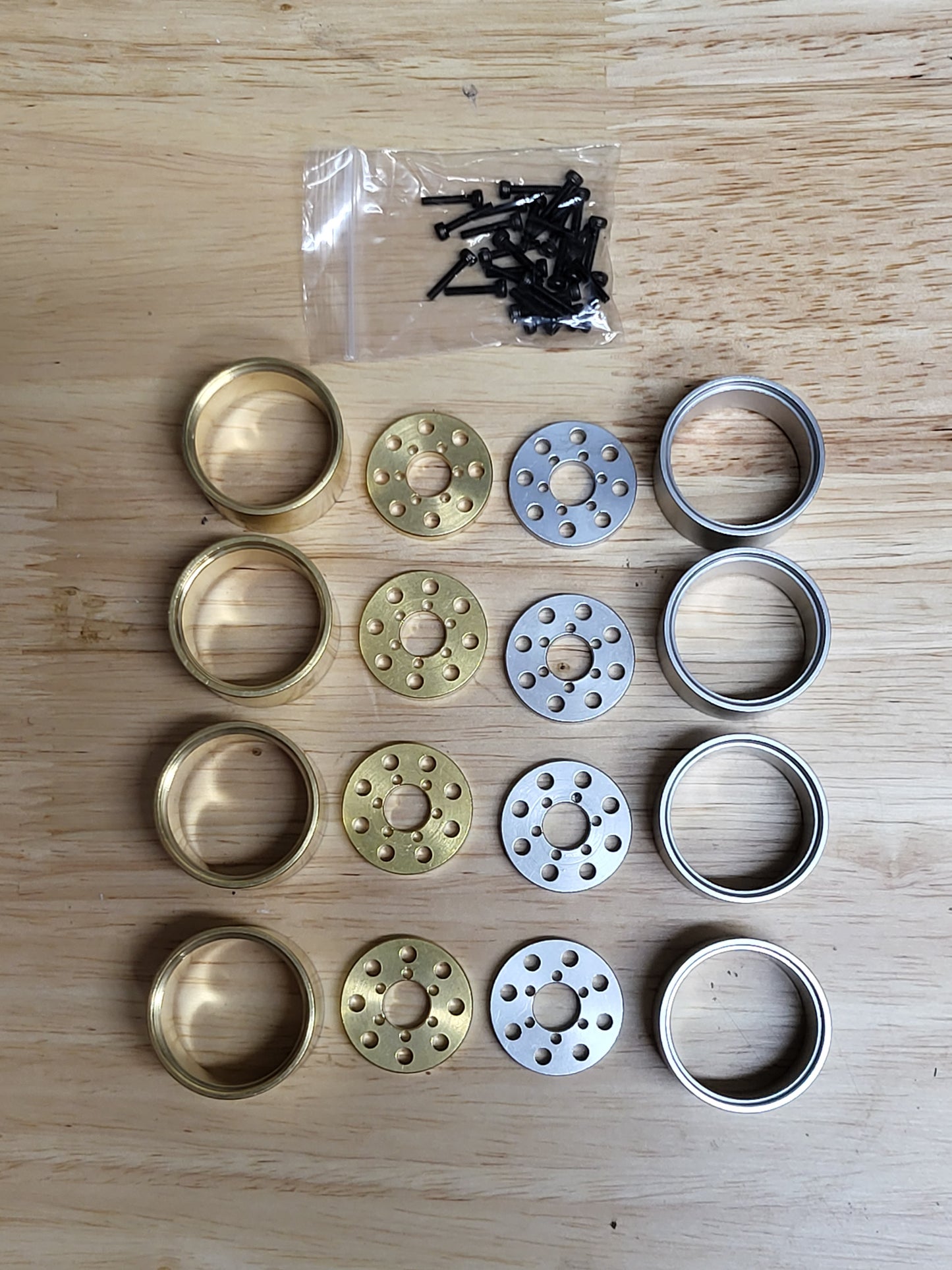 Island style wheel spacers and rings For UPW and DDP wheels, brass or aluminum